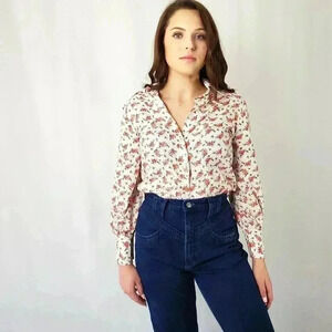 Rare Vintage 70s Sears JR Bazaar Western Floral Button Up Shirt